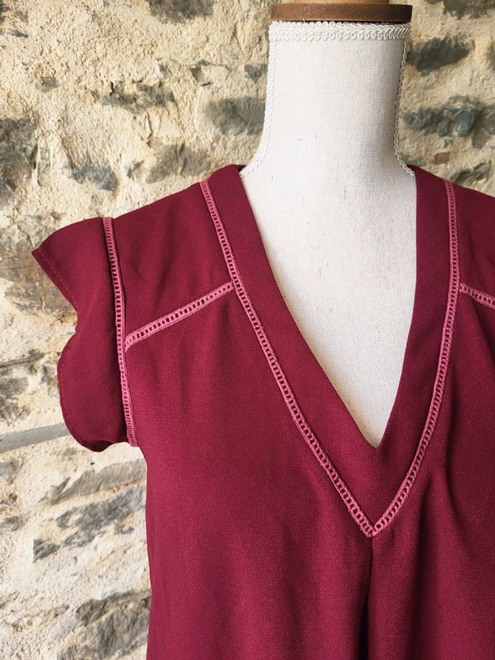 Robe manches courtes bordeaux prune Rue des Abbesses taille 3 ou 38 40 - photo numéro 3
