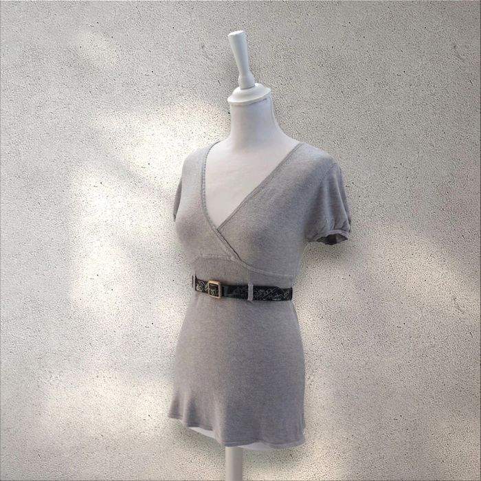Pull cache-cœur gris avec ceinture Kookaï taille S - photo numéro 3