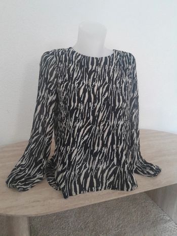 Blouse manches longues transparente💫zébré noire doré 💫Beaucoup store 💫Taille 38-M