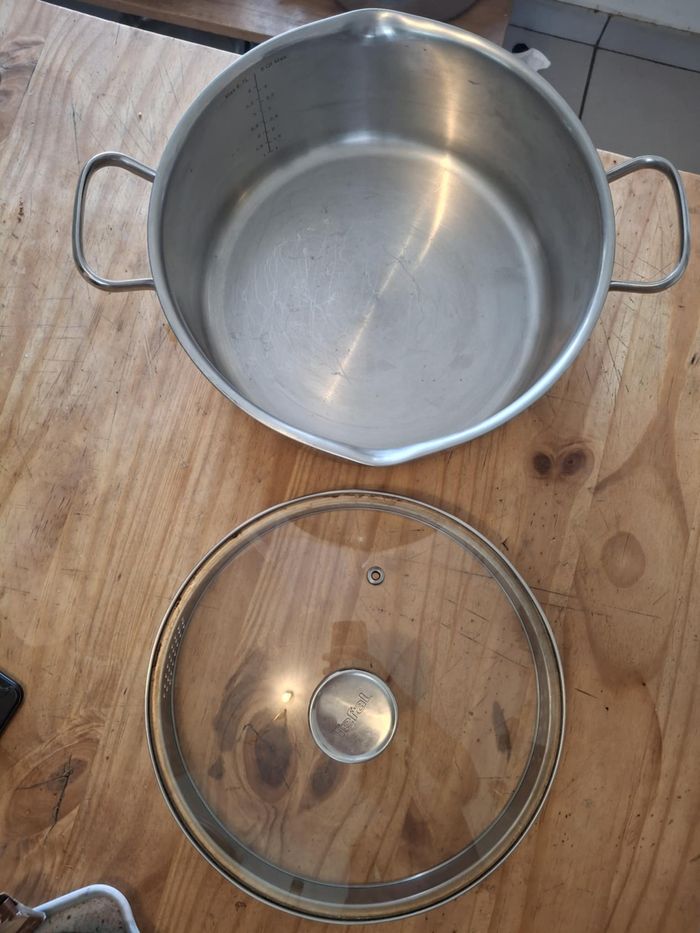 Faitout marmite 4.7L Tefal en inox tout feux dont induction + couvercle en verre
