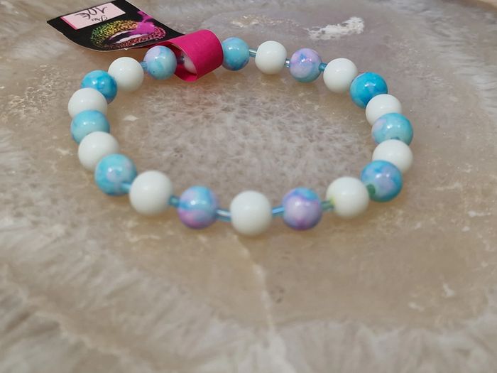 Bracelet Elastique Perles Bleu Ciel Dégradé Rose Blanc Turquoise - photo numéro 8