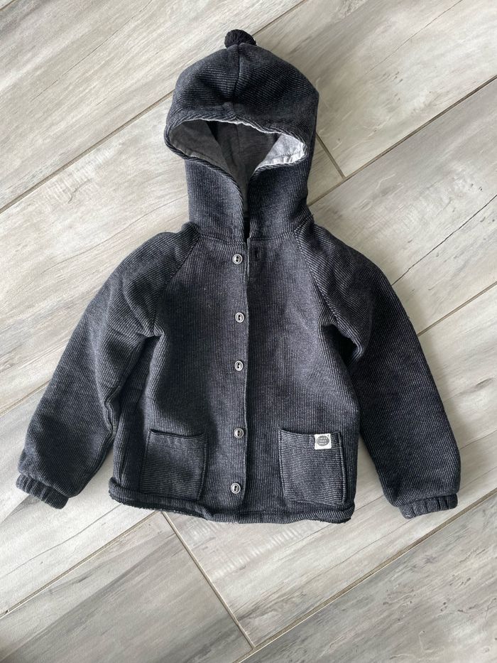 Sweat gilet à capuche pompon T 3 ans Kiabi gris - photo numéro 8