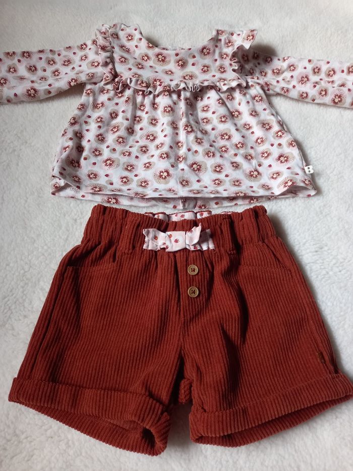 Ensemble fille short et blouse 3 mois - photo numéro 3