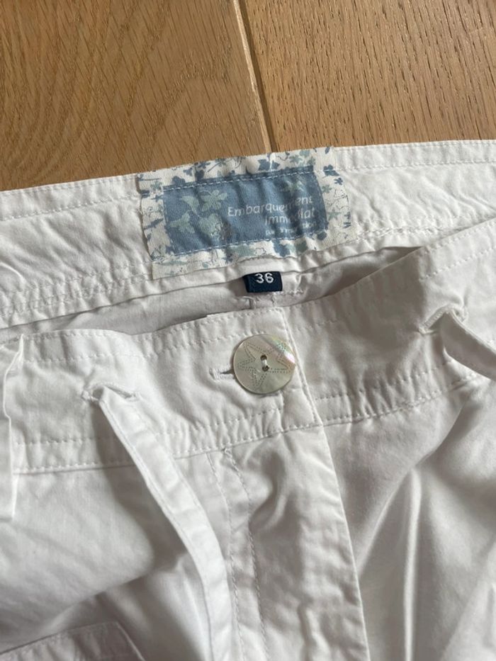 Pantacourt toile blanc - Tri martolod - 36 - photo numéro 4