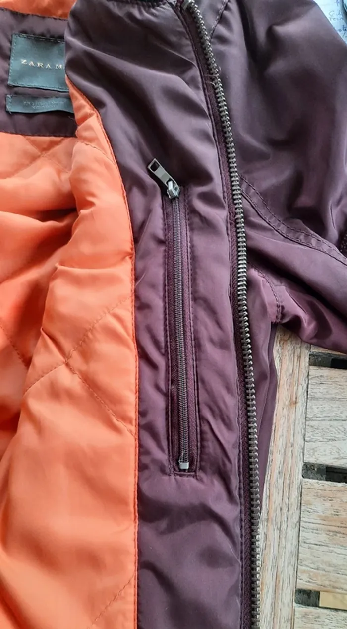 Blouson homme bomber, bordeaux, Zara, taille S - photo numéro 4