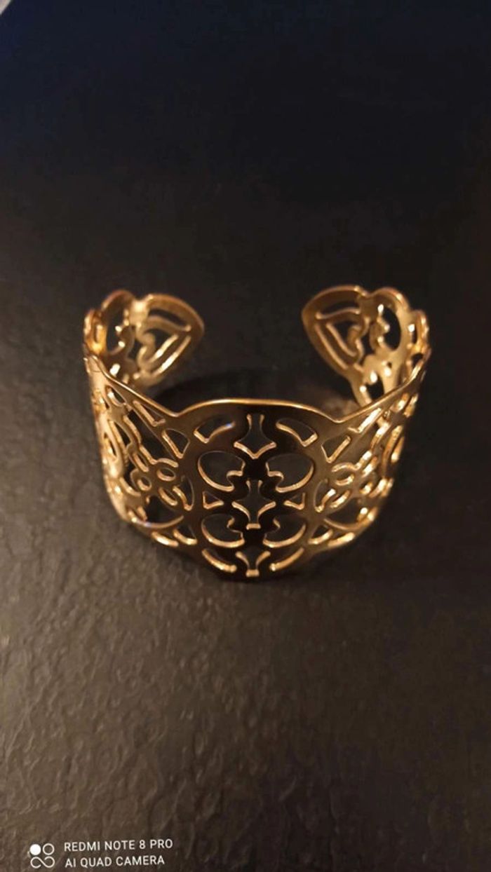 Bracelet manchette dore ajustable - photo numéro 5