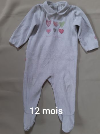 Pyjama velours fille - cœurs - obaïbi - 12 mois