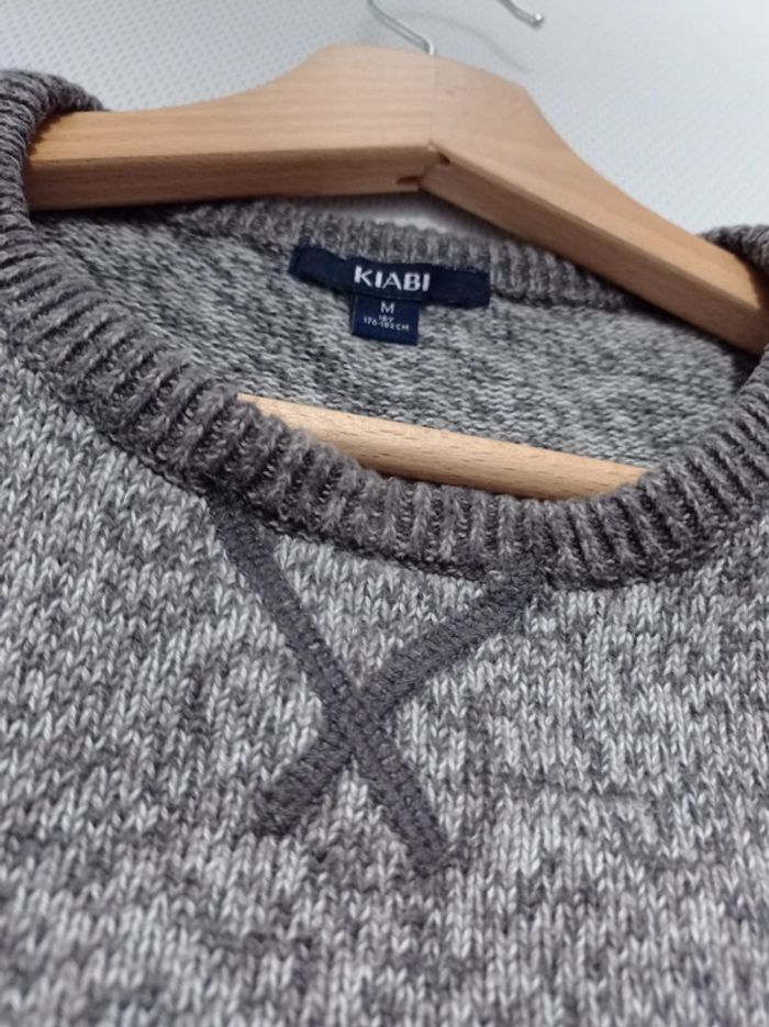 Pull coton gris chiné M - photo numéro 3