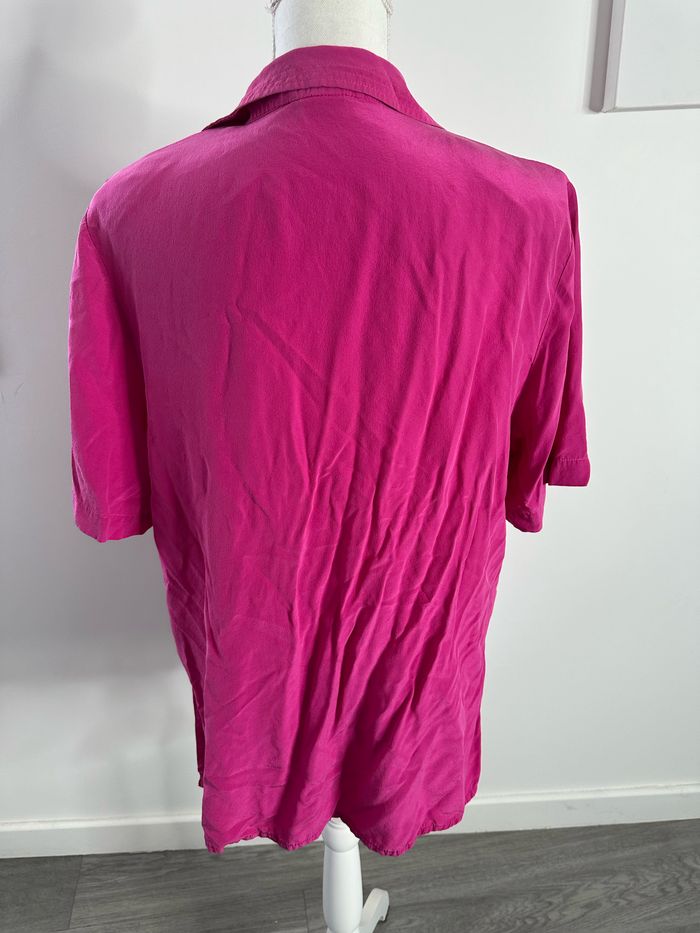 Chemise rose fuchsia en soie Canda Vintage T42 XL - photo numéro 5