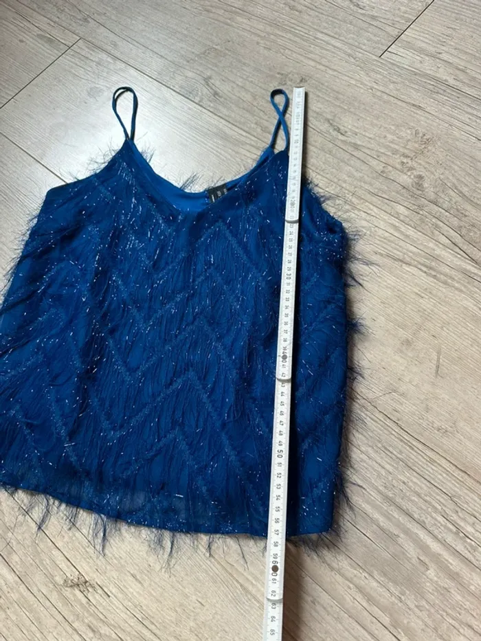 Top nuisette bleu électrique paillettes vero moda XS - photo numéro 4