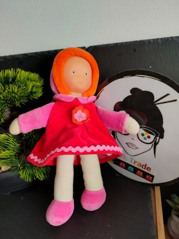 Corolle Mademoiselle Grenadine   poupée peluche doudou fille robe rouge rose orange 2004