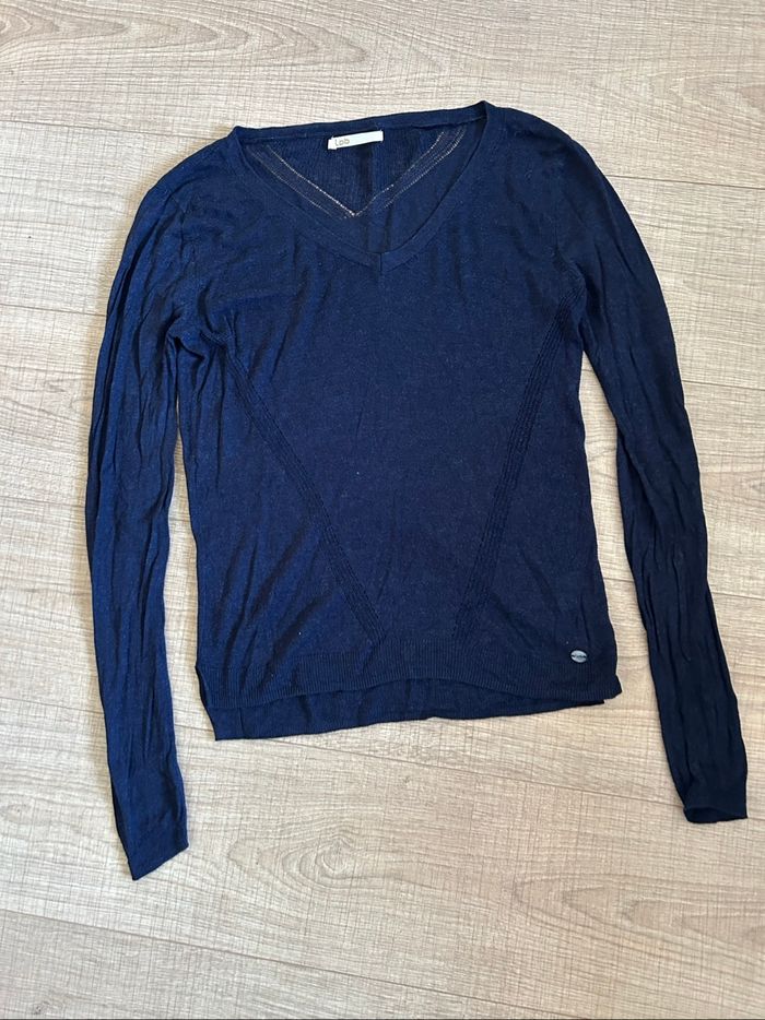 Pull bleu marine à manches longues LPB Woman taille M bon état - photo numéro 7