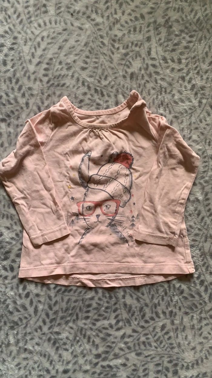 T shirt manches longues rose 18 mois