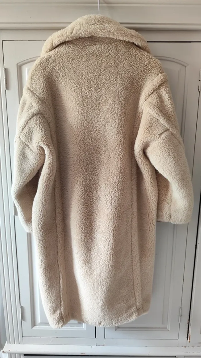 Long manteau oversize en fausse fourrure beige T38 - Kzell Fur paris - photo numéro 2