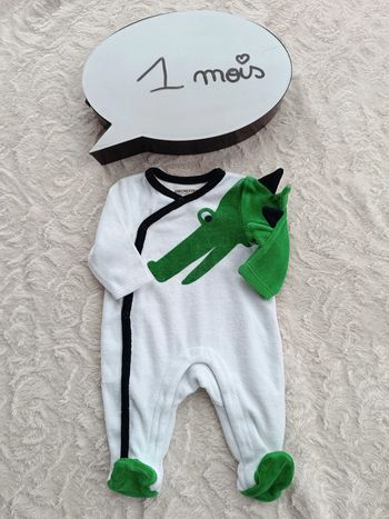 Pyjama grenouillère velours Garçon 1 mois Crocosaure Crocodile Orchestra