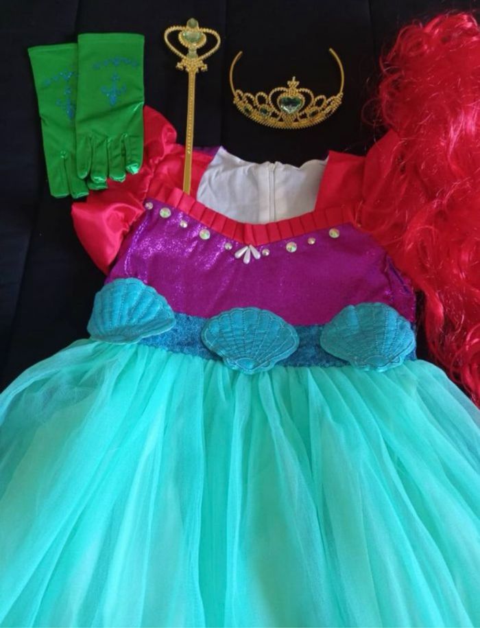 Déguisement robe sirène coquillage + perruque 6ans - photo numéro 4