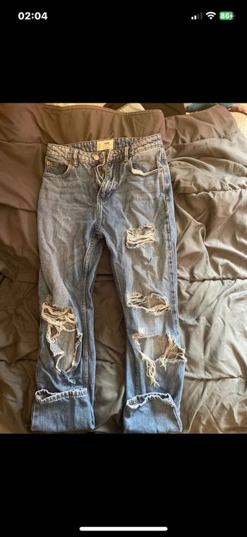 👖 Jean Mom Fit Troué Vintage – Effet Destroy Tendance