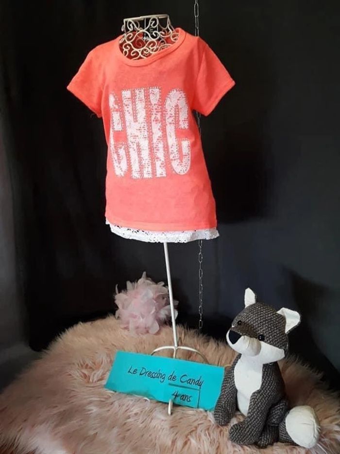 T-shirt fille 4 ans avec dentelle