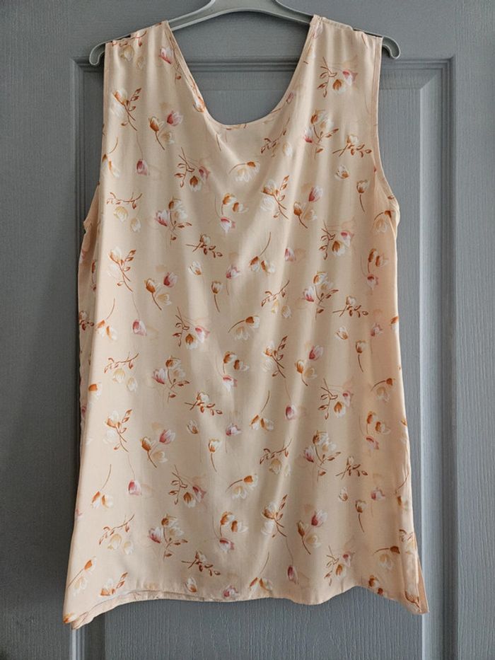 Blouse débardeur fleurie femme - Taille 42 / 44 - Afibel - Beige - photo numéro 3