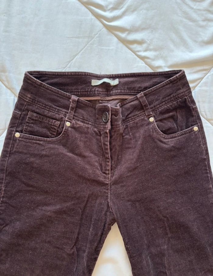 Pantalon 3 suisses velours côtelé marron mi taille haute straight droit y2k 00s taille M/38 - photo numéro 5