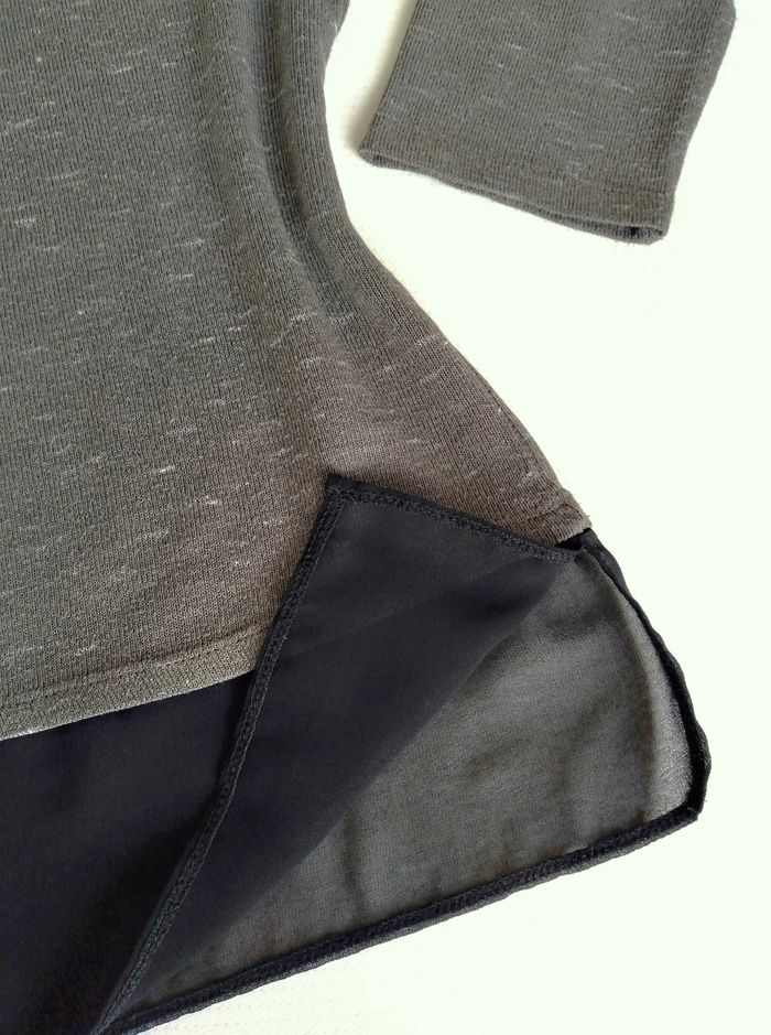 Pull kaki chiné avec voile noir - Kiabi - photo numéro 4