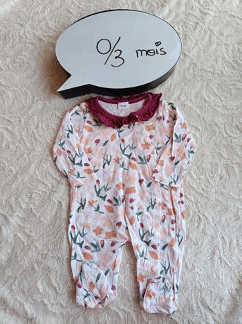 Pyjama grenouillère été léger coton Fille 0/3 mois