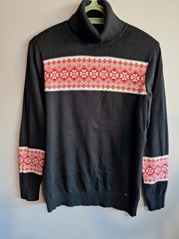 Pull col roulé tommy hilfiger vintage noir et rouge femme -  taille M