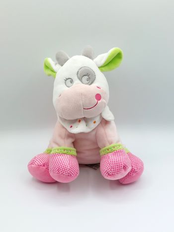 Peluche doudou vache blanche rose MOTS D'ENFANTS vert blanc pois coquard girafe