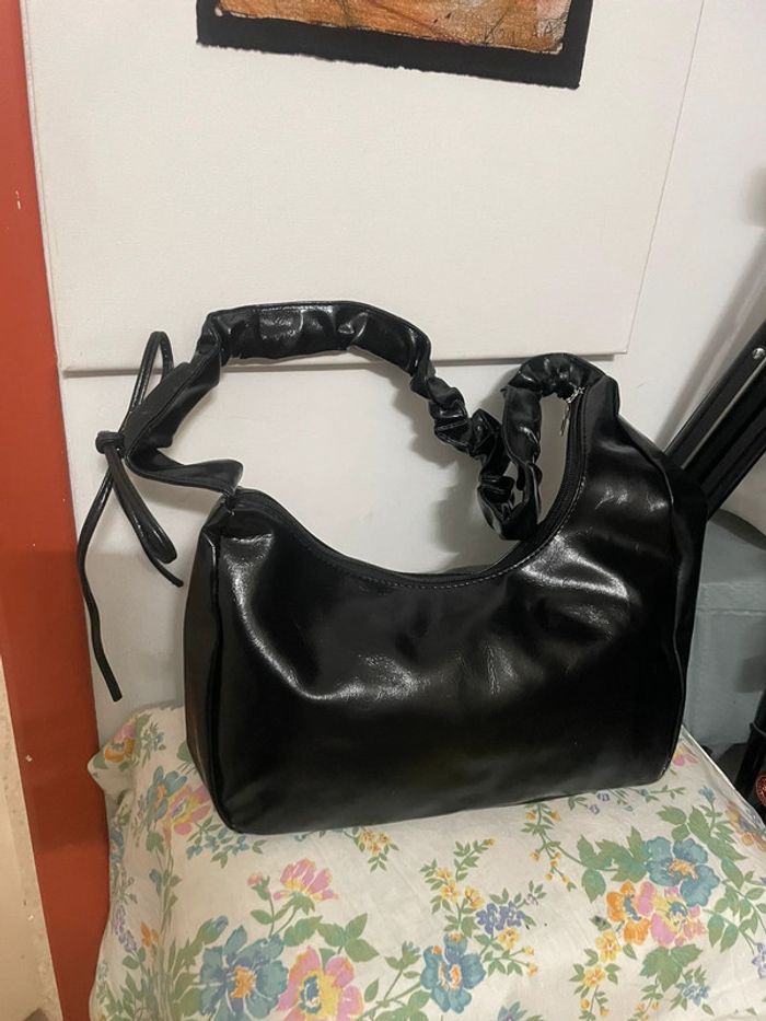 Sac à Épaule Plissé en Cuir Synthétique noir Doux pour Femme - photo numéro 9