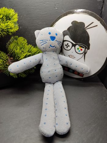 doudou peluche chat bout'chou monoprix bleu étoiles ours pantin DD003910