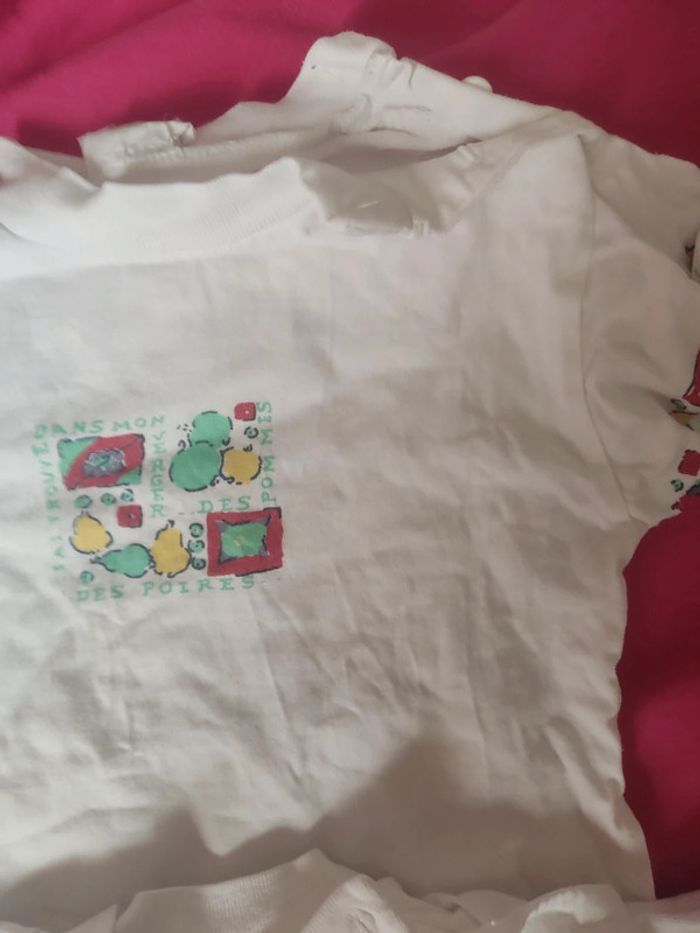 Lot 2 tee shirt blanc motif fruits 6 mois - photo numéro 3