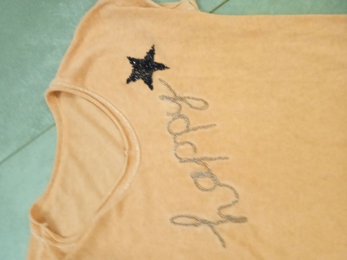 pull fine maille happy et étoile strass neuf - photo numéro 2
