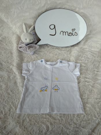 Tee shirt chemise manches courtes Mixte 9 mois Canard météo Alphabet