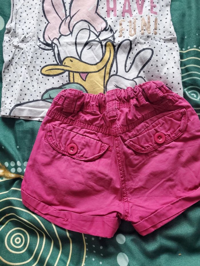 🌴 Ensemble fille 3 ans short rose et tshirt daisy disney - photo numéro 2