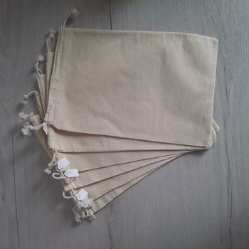 Lots de 6 pochons en coton 20x30 cm crème - Voyage - DIY - Neufs