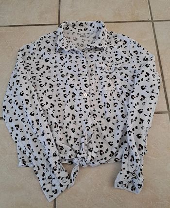 Chemisier manches longues blanc/noir 👧 10 ans Gemo en TBE