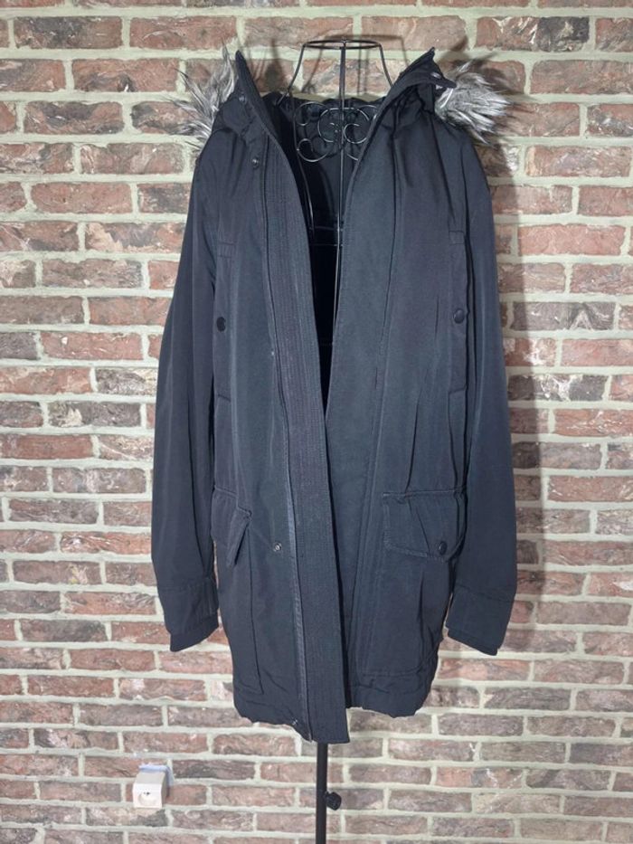 Parka noire H&M Taille S , à capuche à fourrure détachable - photo numéro 2