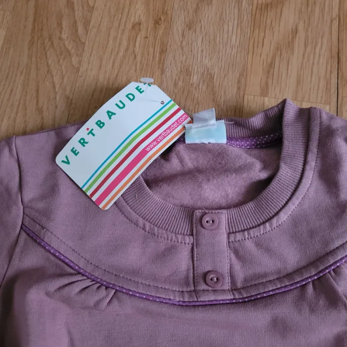 💜 vertbaudet 7 ans neuf - ensemble FILLE sweat violet + legging marine 💜 - photo numéro 4