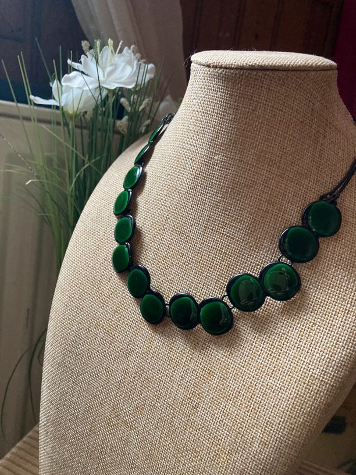Collier femme vert foncé ras de cou - photo numéro 3