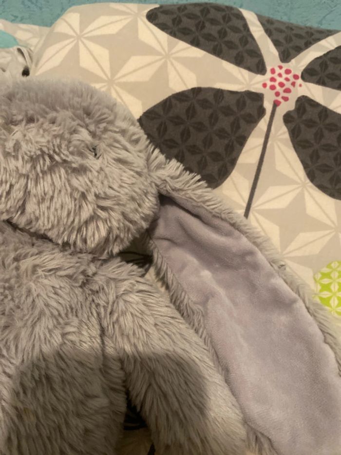 ensemble/lot de lapin, doudou, tout doux rose et gris - photo numéro 6