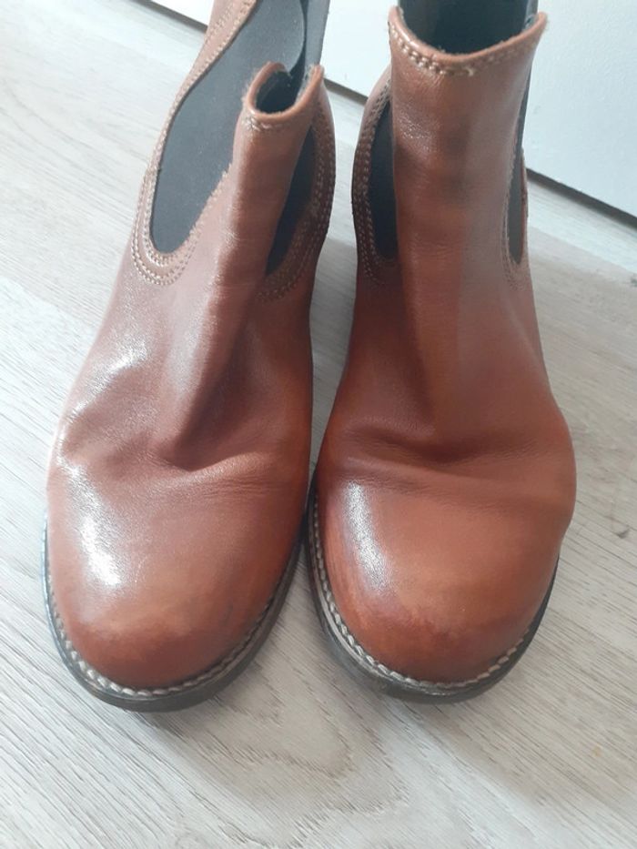 Boots bottines cuir marron caramel 40 - photo numéro 2