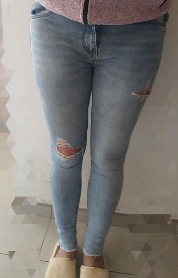 Jean effet déchiré délavé