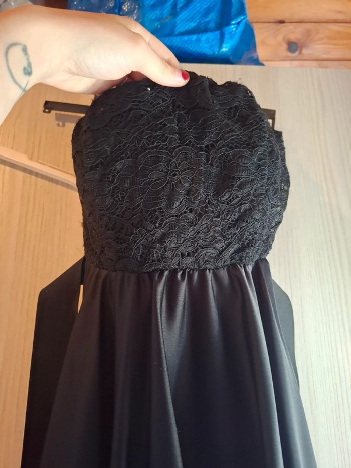 Robe noir courte devant longue derrière avec ceinture - photo numéro 2