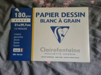 Pochette de papier a dessin blanc 180g 21x29,7cm NEUF