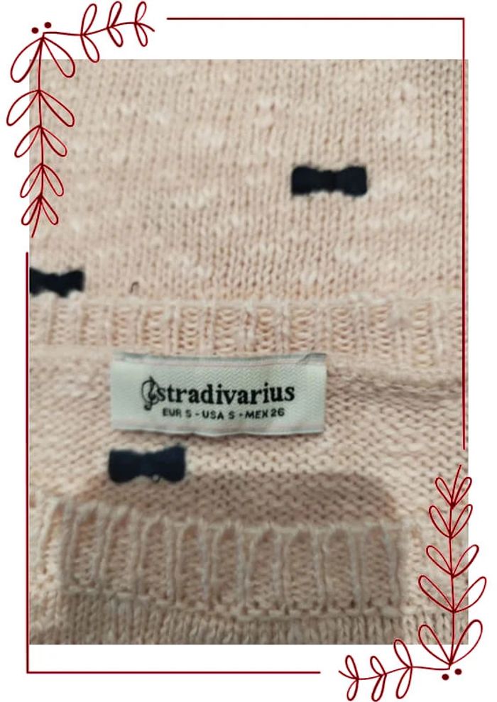 Pull rose noeud noir - photo numéro 2