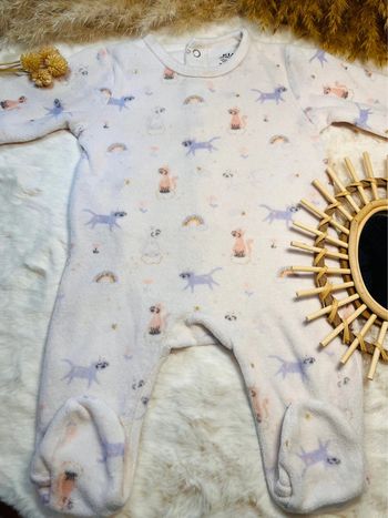 Pyjama velours blanc,bébé fille, 3 mois, kiabi, bon état