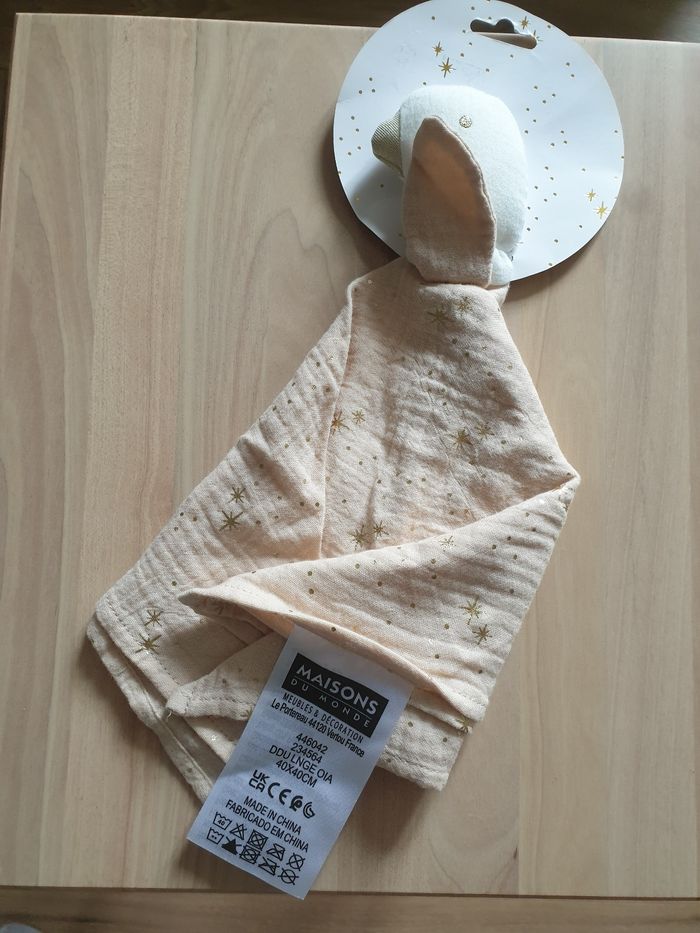 Doudou maison du monde oie blanc lange rose étoile