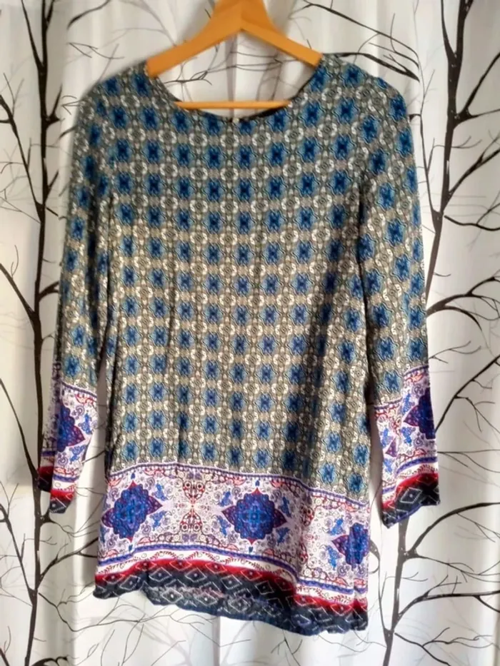 Tunique femme bohème ethnique bleue taille M