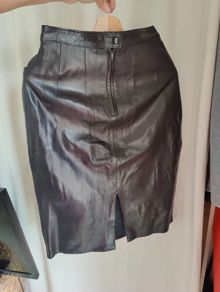 Jupe longue Vintage 80's en cuir - photo numéro 3