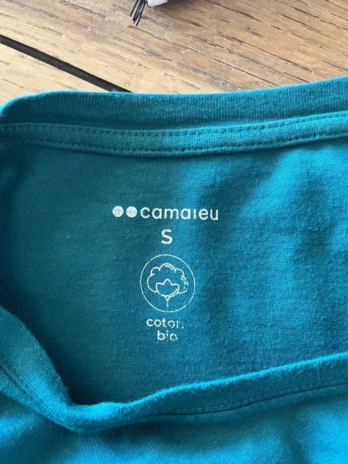 T-shirt bleu/vert canard Camaïeu - photo numéro 7